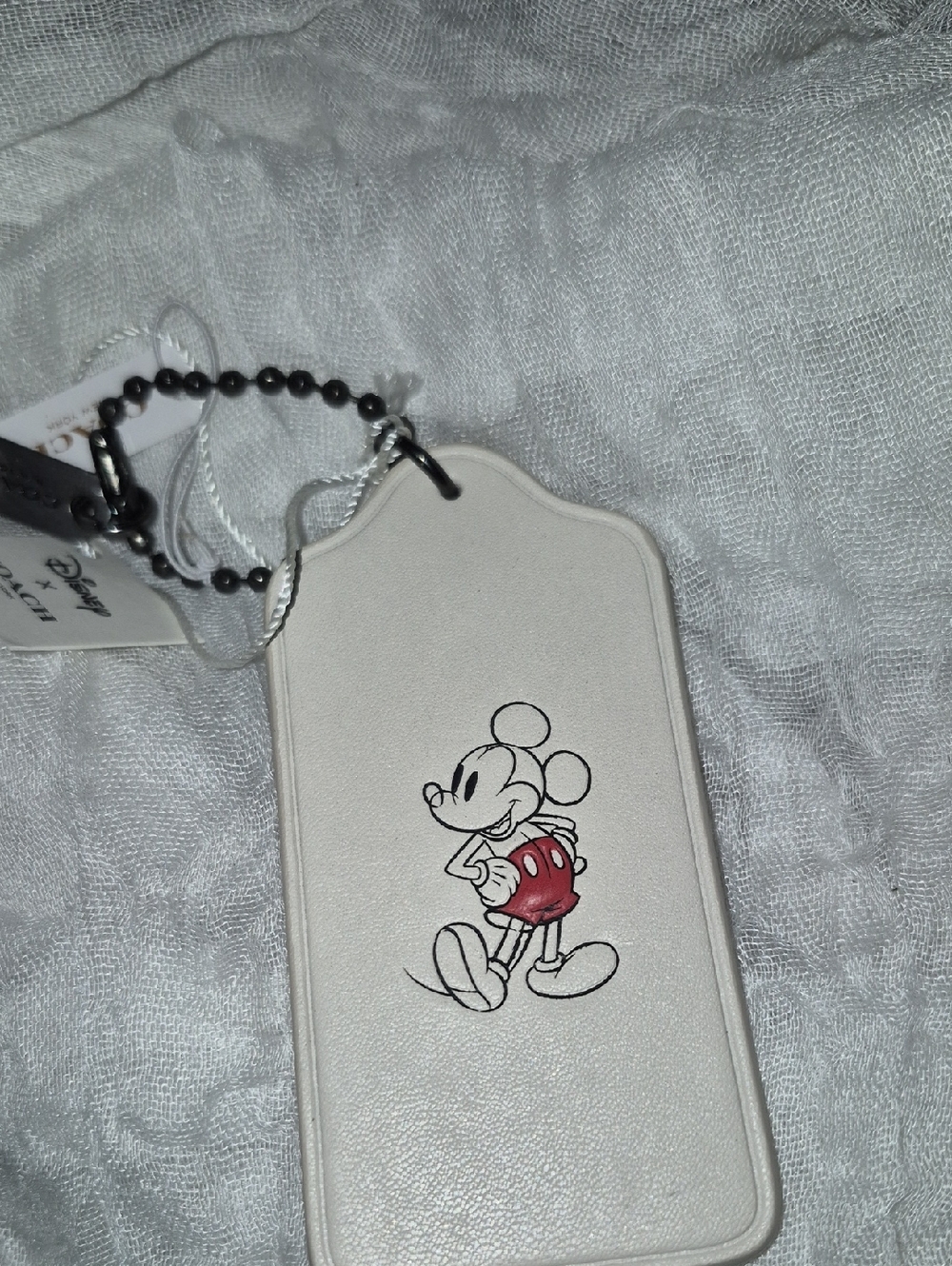 Disney Cream Luggage Tag with Mickey in Red Shorts NWT